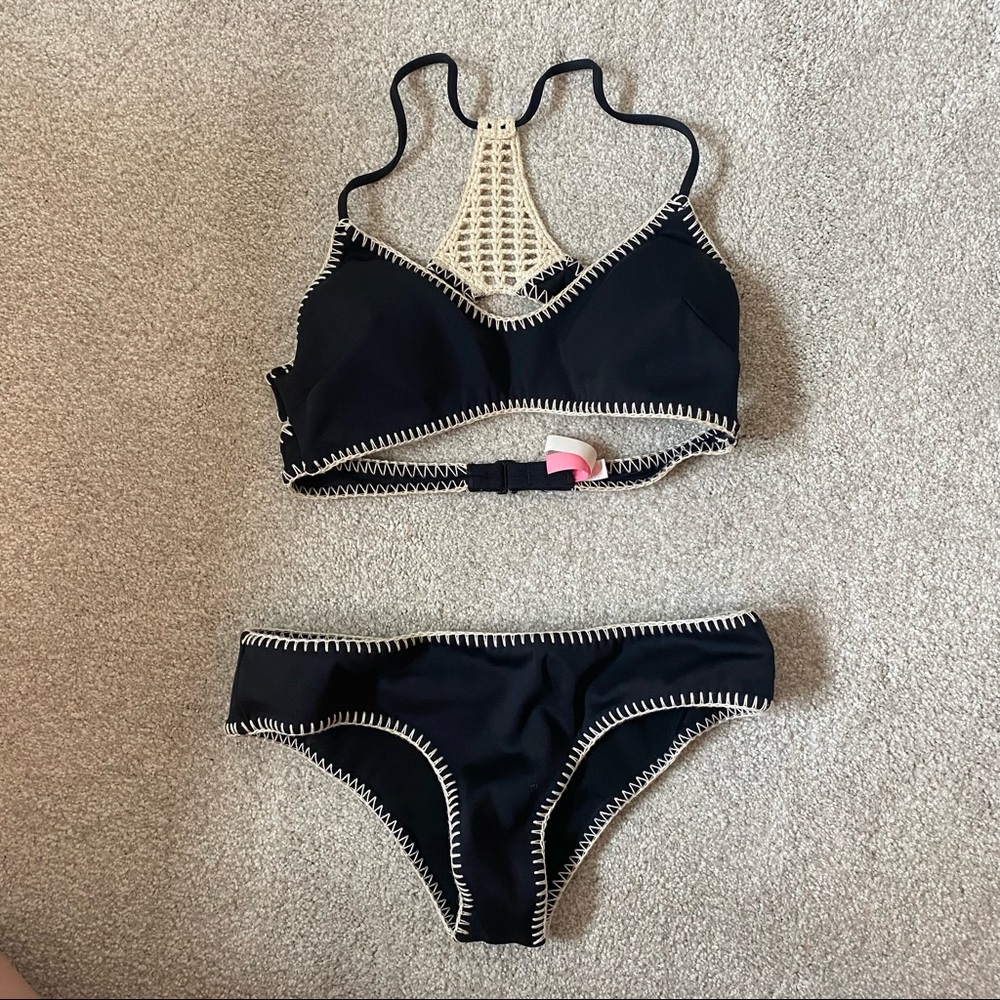 Victoria’s Secret Black Bikini Bottom with Embroidery Detail